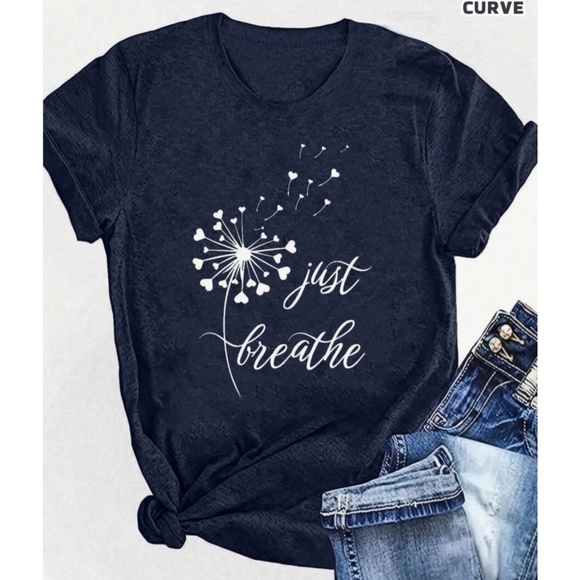 NEW Shein Women's Plus Size Dandelion Graphic Short Sleeve Tee (Size 22/5XL) - Picture 1 of 8